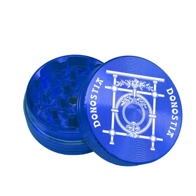 Triturador plástico azul com tampa decorada