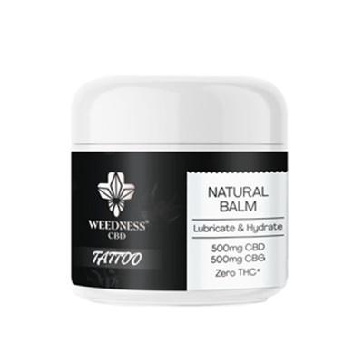 Frasco de bálsamo natural Weedness CBD para tatuagens
