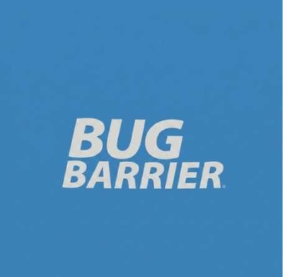 Texto BUG BARRIER em branco sobre fundo azul