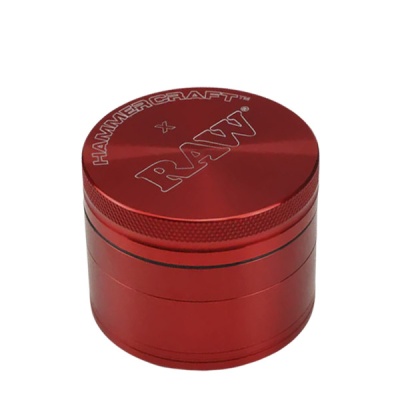 Triturador metálico vermelho com texto HAMMERCRAFT RAW no topo