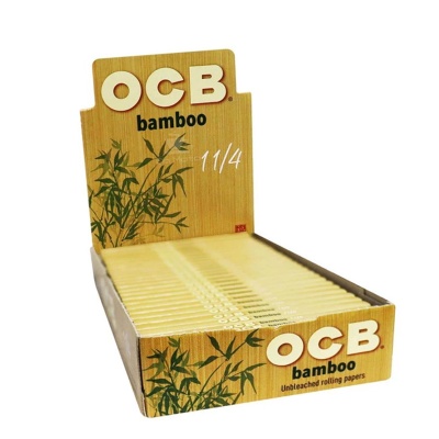 Expositor de papel para enrolar OCB bamboo com design de bambu e texto visível