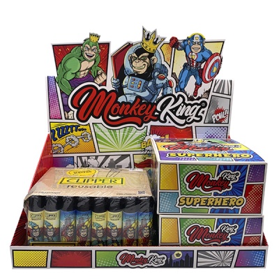 Expositor de papel para isqueiros Monkey King SUPERHERO com macacos super-heróis desenhados