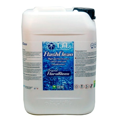 Recipiente plástico branco com etiqueta azul de produto de limpeza