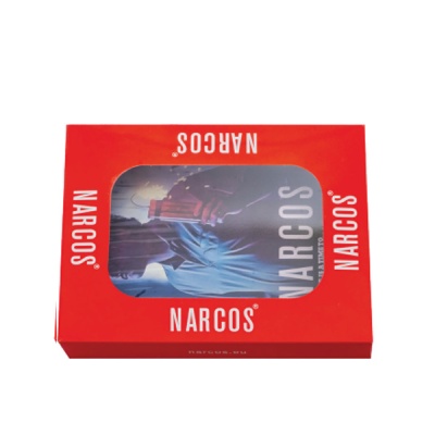 Caixa vermelha com baralho de cartas NARCOS