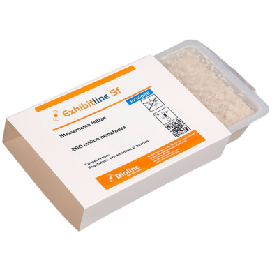 Embalagem de produto biológico ExhibitLine Sf com nematóides para culturas alvo