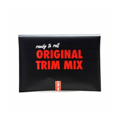 Embalagem preta retangular com texto ready to roll ORIGINAL TRIM MIX