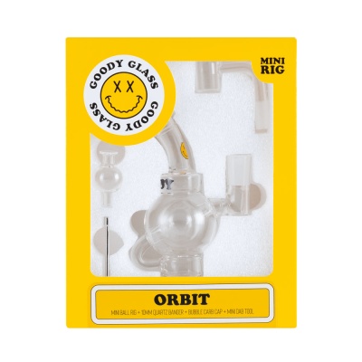 Conjunto MINIRIG ORBIT em vidro transparente com embalagem amarela