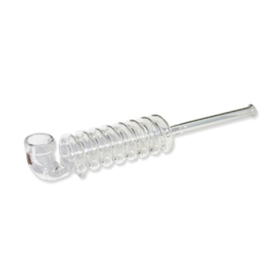 Tubo de vidro transparente em espiral com bocal e câmara