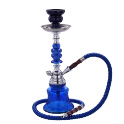 Cachimbo de água azul com base de vidro e mangueira flexível