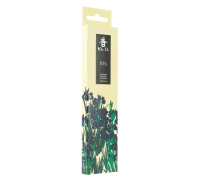 Caixa de incenso Koh-Do Iris com flores azuis e verdes