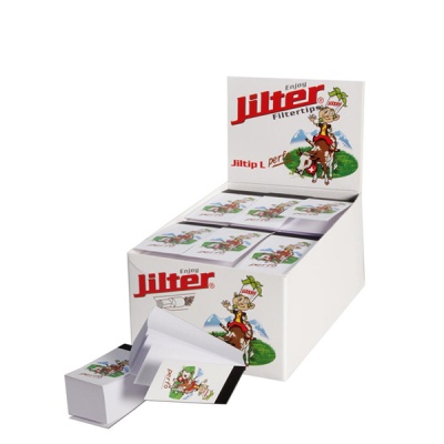 Caixas brancas de papéis para filtro Jilter com ilustração de rapaz e vaca