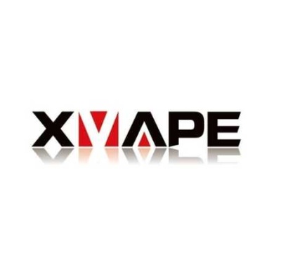 Logotipo com texto XMAPE em preto e vermelho com reflexo