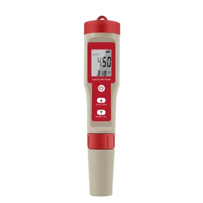 Analisador digital para medição de TDS, EC, pH e temperatura com ecrã LCD e botões