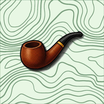 Cachimbo de tabaco sobre fundo verde com padrões ondulados