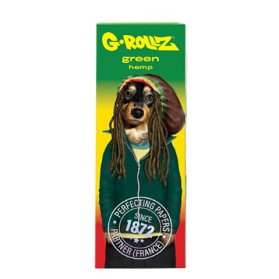 Embalagem de papel de seda G-ROLLZ green hemp com imagem de cão com dreadlocks