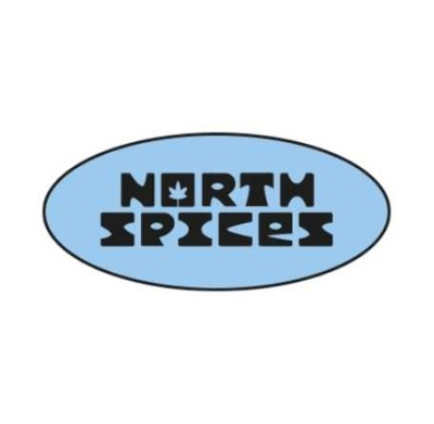 Logótipo North Spices com texto preto em elipse azul claro
