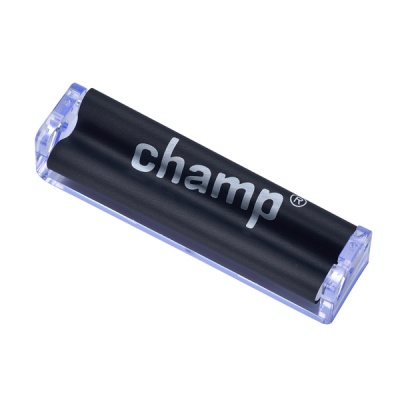 Rolo preto para enrolar tabaco com texto champ e terminais transparentes