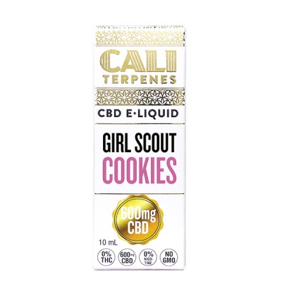 Embalagem de CBD e-liquido Cali Terpenes Girl Scout Cookies 600 mg 10 mL