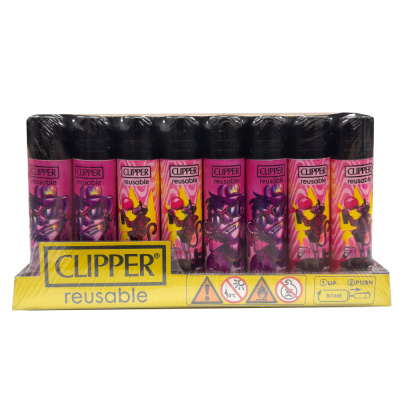Isqueiros Clipper reutilizáveis com design animado em embalagem amarela