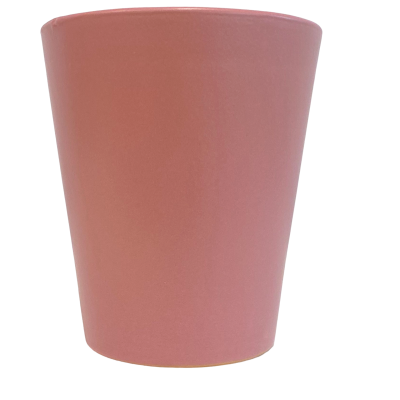 Vaso de cerâmica rosa antigo liso e cónico