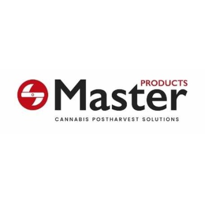 Logótipo Master Products com texto sobre soluções pós-colheita de cannabis