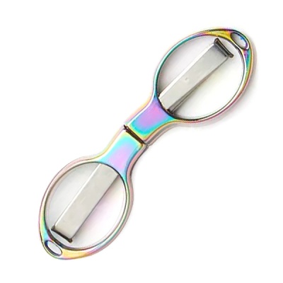 Aparelho de barbear manual metálico iridescente com lâmina central
