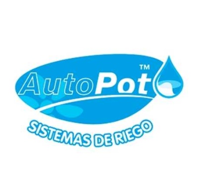 Logótipo AutoPot em azul com gota de água
