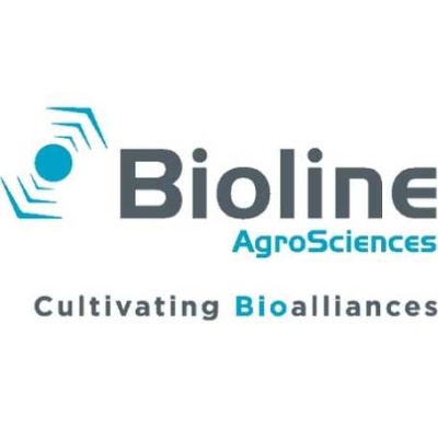 Logótipo da Bioline AgroSciences com o slogan Cultivating Bioalliances