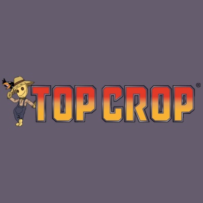 Logotipo TOP CROP com boneco espantalho amarelo com chapéu