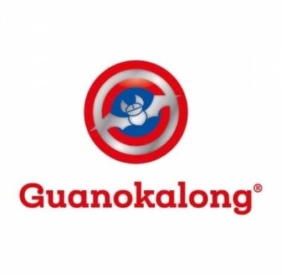 Logótipo Guanokalong com círculos vermelho e azul e texto vermelho