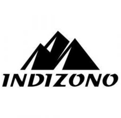 Logótipo da marca INDIZONO com triângulos pretos e texto