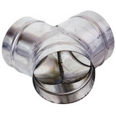 Conector em T metálico prateado para tubos