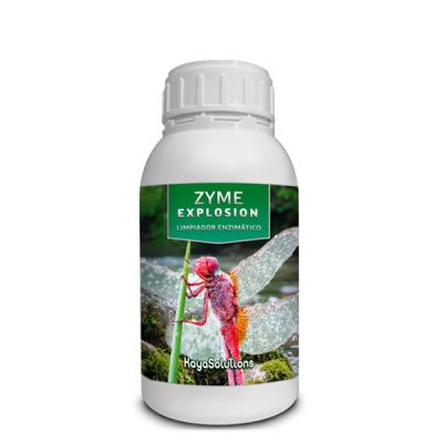 Frasco branco com rótulo verde e imagem de libélula vermelha