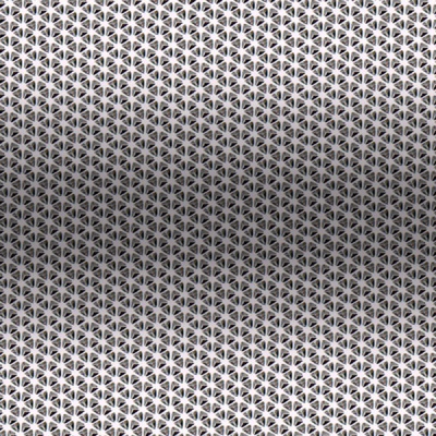 Painel metálico perfurado com padrão hexagonal