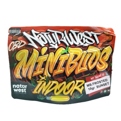 Embalagem de produto CBD Naturwest Minibuds Indoor colorida