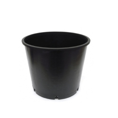Vaso preto redondo de plástico com base sólida