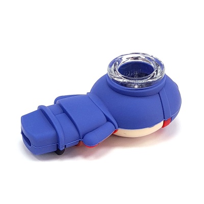 Pen USB com capa azul em borracha em forma de personagem com anel prateado