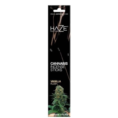Embalagem de incenso cannabis Vanilla Kush da marca Haze