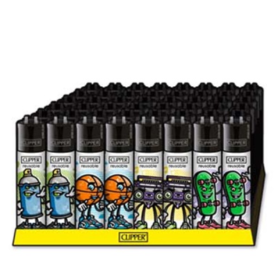 Conjunto de isqueiros Clipper reutilizáveis com desenhos coloridos