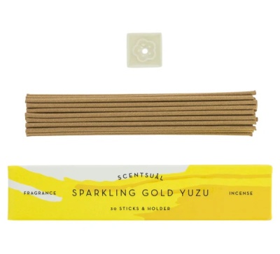 Incenso com suporte e embalagem amarela SPARKLING GOLD YUZU