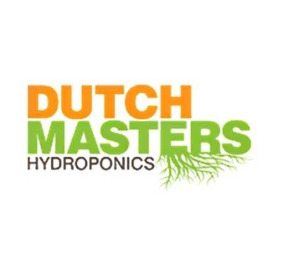 Logótipo DUTCH MASTERS HYDROPONICS com texto colorido e raízes verdes