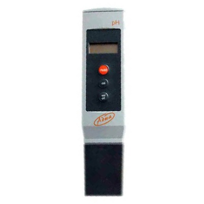 Medidor digital de pH cinzento com visor e botões