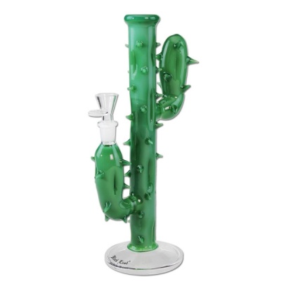 Molde de vidro para cachimbo em forma de cacto verde com base transparente