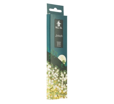 Caixa de incenso Koh-Do Jinkoh com ilustração de flores e montanhas