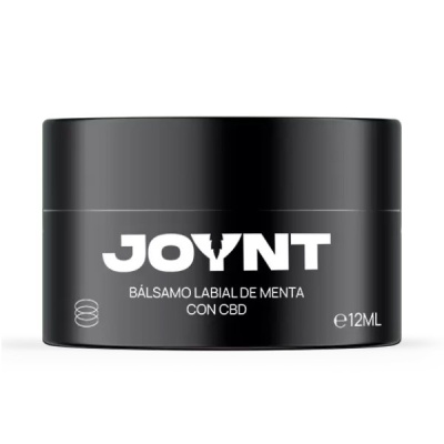 Frasco preto de bálsamo labial Joynt de menta com CBD
