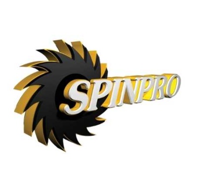 Logótipo 3D SPINPRO em preto, dourado e branco