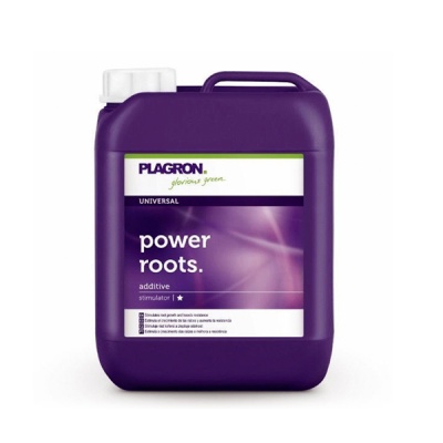 Recipiente plástico roxo com rótulo PLAGRON power roots