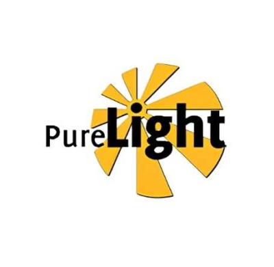 Logótipo Pure Light com desenho amarelo estilizado
