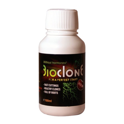 Frasco branco Bioclone gel 100 ml com tampa e rótulo preto