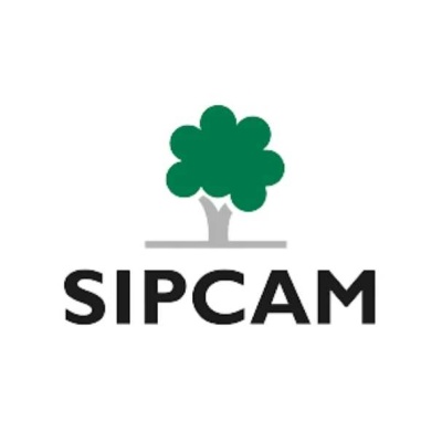 Logotipo SIPCAM com árvore verde e texto preto